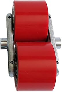 SUNULAN Pallet Truck Rollers Assembly, Built-in Ball Bearing 20mm Bore, Diameter 80mm, Width 70mm Heavy Duty Red Polyurethane PU Wheels, 80x70x20mm, Manual Forklift Truck Accessories (1 Set)