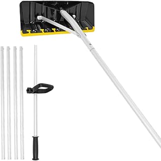 20FT Snow Roof Rake with Rubber Blade, Telescopic Roofs Shovel Aluminium Pole Removal Anti Slip Handle Grip Roof Snow Removal Tool for Winter House Roof Truck Lorry Snow Leaves Rake