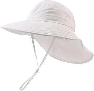Zsedrut Toddler Summer Hat with Neck Flap Waterproof Kids Swim Hat Baby UV Protection Sun Hats Beach Cap for Boys Girls