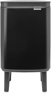 Brabantia - Bo Waste Bin Hi 4L with Soft Close Lid, Removable Inner Bucket, and Transport Grip – Ideal for Bathroom, Bedroom, and Home Office – Matt Black