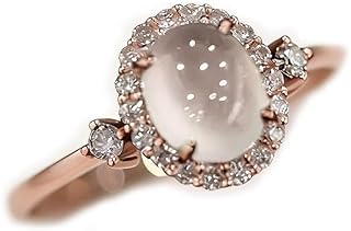 Sdouefos Bohemia Moonstone Ring 14K Rose Gold Plated 925 Sterling Silver Raw Rainbow Moonstone Rings Opal Diamond Ring Transparent Elegant Moonstone Engagement Cocktail Wedding Band Rings Size 9