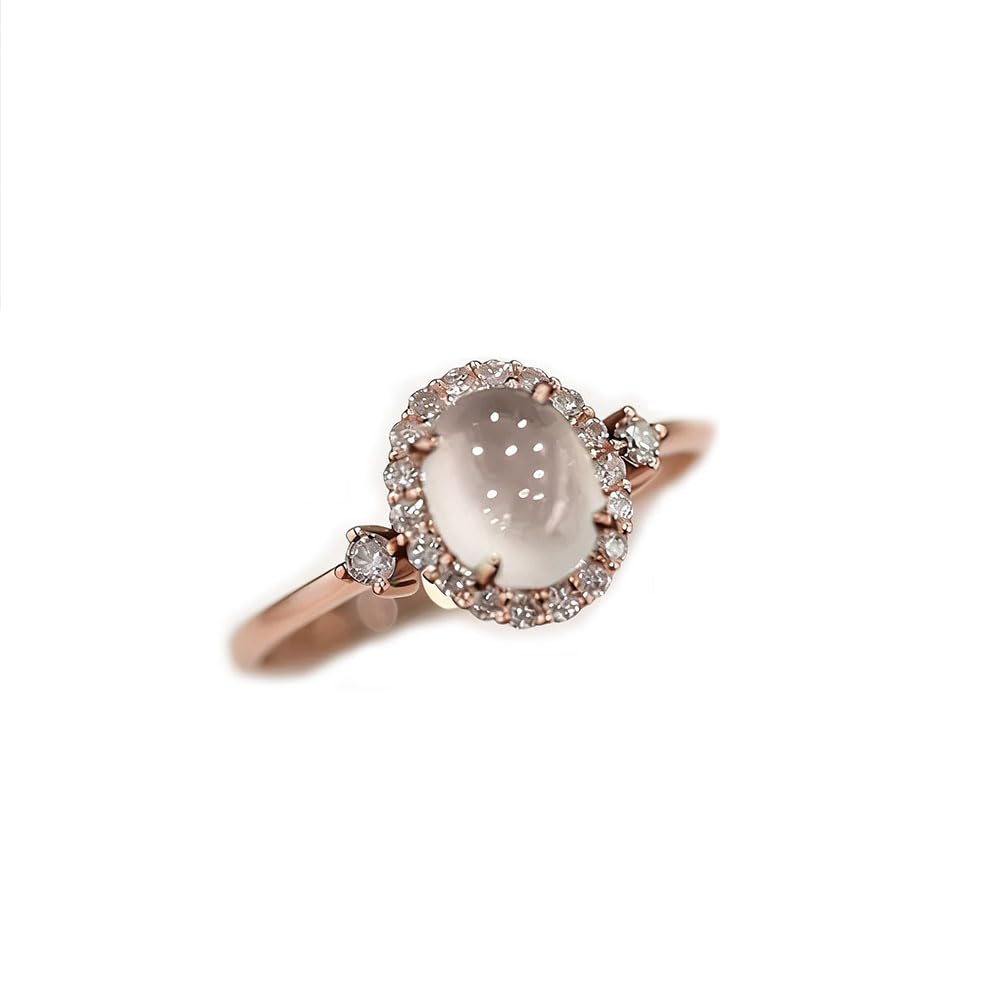 Sdouefos Bohemia Moonstone Ring 14K Rose Gold Plated 925 Sterling Silver Raw Rai