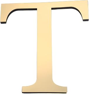 PATIKIL 7.87 Inch 3D Alphabet Mirror Wall Stickers Letter t Light Gold