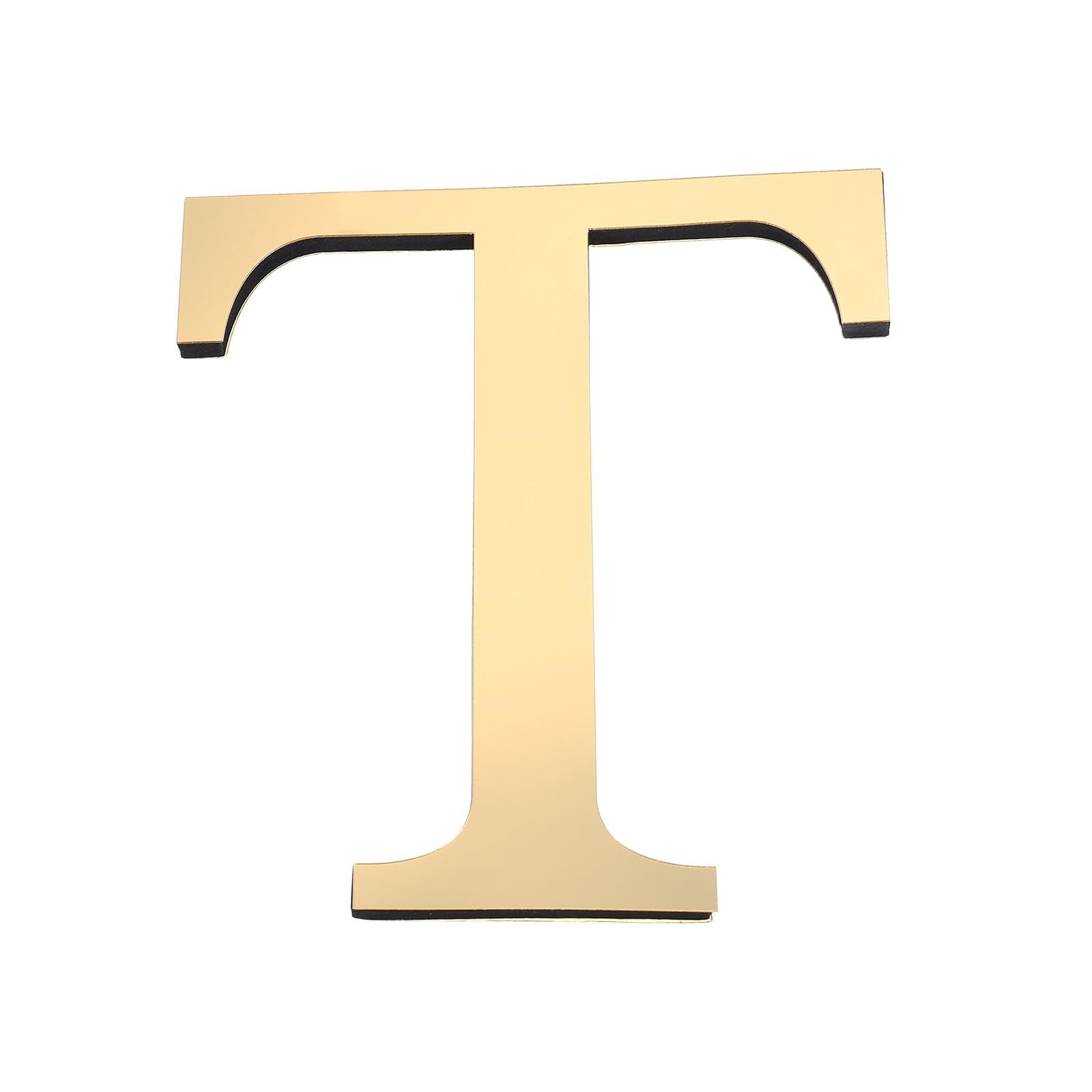 PATIKIL 7.87 Inch 3D Alphabet Mirror Wall Stickers Letter t Light Gold