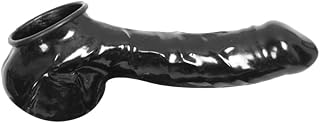 EXLATEX Latex Mens Cock and Ball Sheath Anatomical with Edge Curl Black