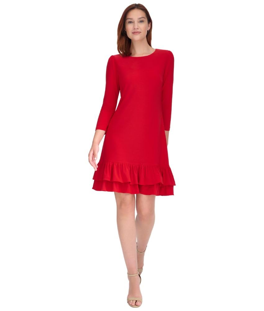 Tommy Hilfiger Women's Ruffle Hem Jersey Shift Mini Dress