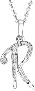 Trendy Letter Pendant Necklace Shiny Cubic Zirconia Party Jewelry for Women