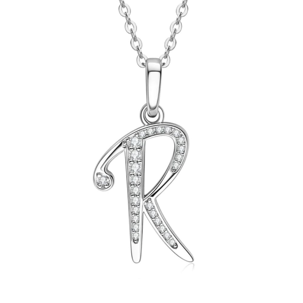 Trendy Letter Pendant Necklace Shiny Cubic Zirconia Party Jewelry for Women