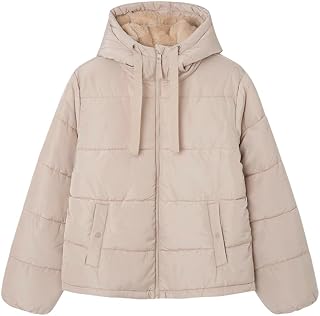 SPRINGFIELD Basic Padded Jacket With Recycled Filling, Eyelet Pockets With Snap Buttons And Hood With Inner Fur Denim Jacket Cotton Women (Pack of 1)