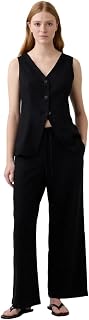 Gap Womens Wide Leg Linen Pull on Pant