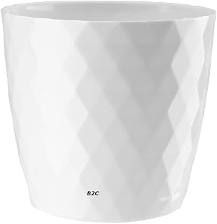B2C Flowerpot Round Plastic plant pot Crystal Modern Decorative Small Medium Large 7 sizes 9 coolours (White, 30 cm)
