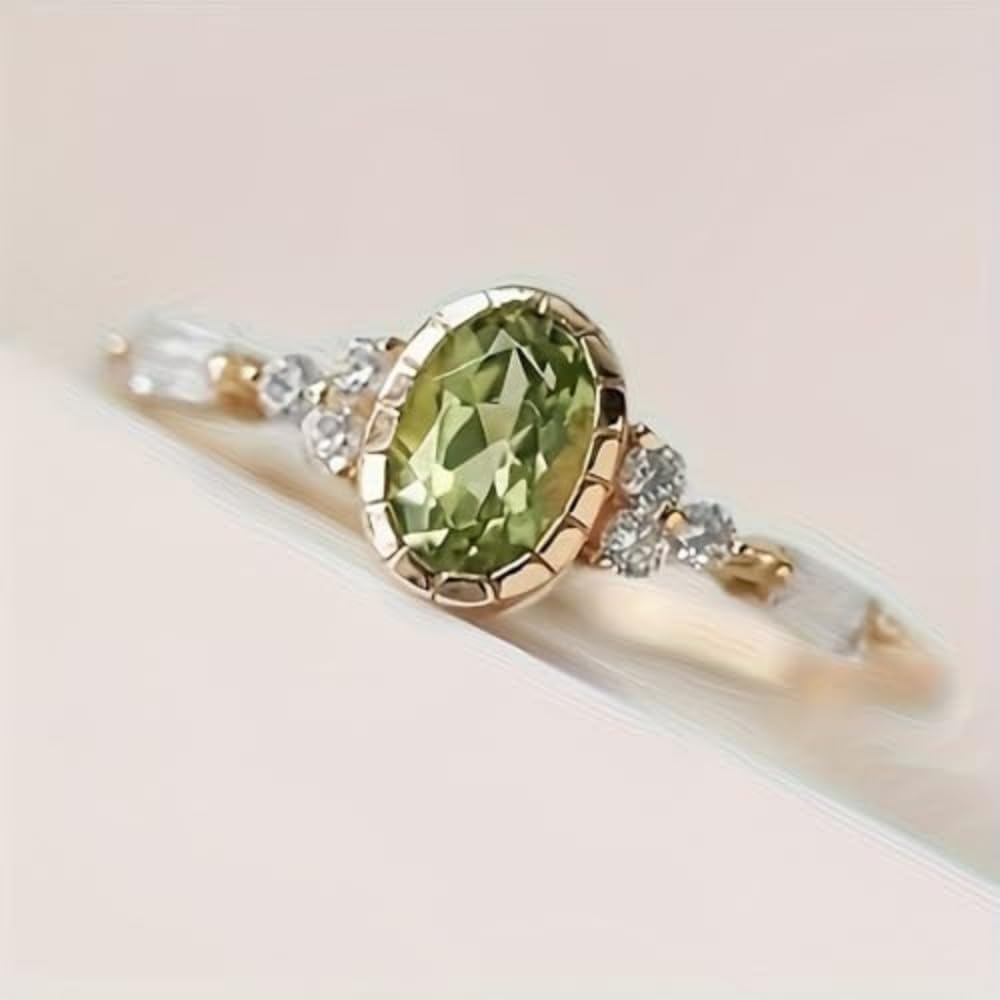 Gold Plated Copper Vintage Oval Cubic Zirconia Statement Ring Personalized Acces