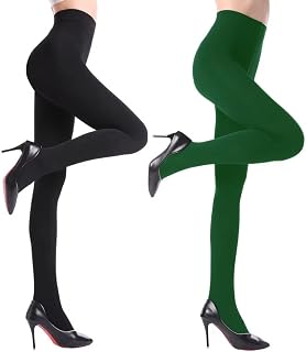 YAGAXI 2 Pairs Thermal Tights for Women, 100D Opaque Thick Tights Women's Winter, Warm Fleece Tights Women