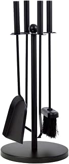 Garden Mile Vintage Style 5Pc Fireplace Tool Set - Modern Cast Iron Black Colour Log Burner Accessories