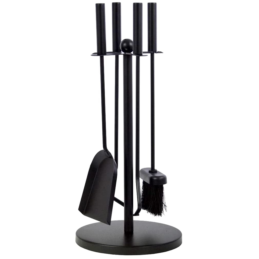 Garden Mile Vintage Style 5Pc Fireplace Tool Set - Modern Cast Iron Black Colour