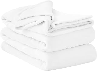 Aisbo Fleece Blanket 230 x 270 cm – Large Size Sofa Throw, 230 x 270 cm Flannel for 2 People, Soft and Warm, White
