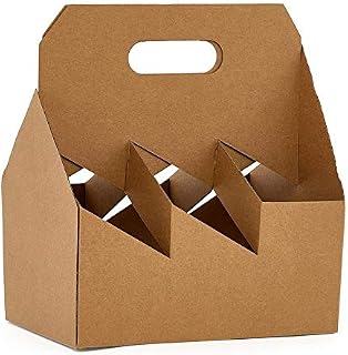 ICE N COLD 6pk Wine Bottle Carrier (Kraft, 60) | Fits 750 ml Bottles or 22oz Beer Bottles | Sturdy Cardboard Carrier Holds Six Bottles | For Safe and Easy Transport of Wine FAST SAME DAY SHIPPING