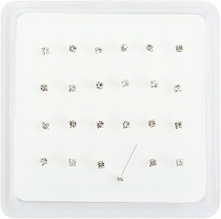 Pack Of 24 solid 925 sterling silver clear jewel cubic zirconia nose studs comes boxed