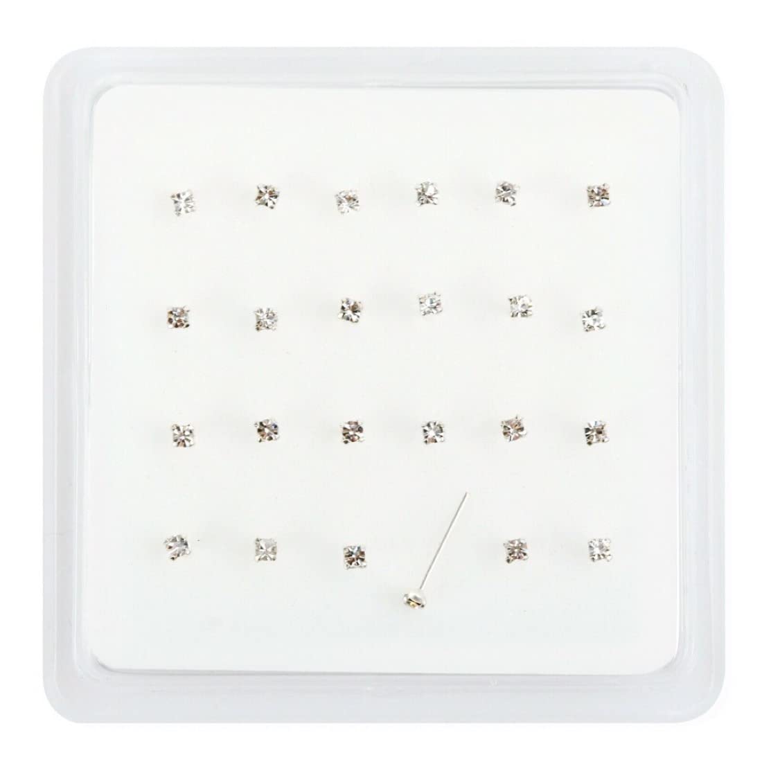 Pack Of 24 solid 925 sterling silver clear jewel cubic zirconia nose studs comes