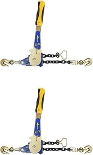 Mytee Products 2 Pack 5/16"-3/8" Easy Ratchet Chain Binder with Grab Hooks & 5400 lbs WLL - Heavy Duty Tie Down Ratchet Load Binder for Flatbed Trailers & Trucks