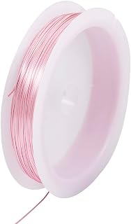 25 Yards Pink Copper Wire for Jewellery Making Soft Round Artistic Wire for Jewelry Making Wire Spool for DIY Crafts 24 Gauge 0.5mm
