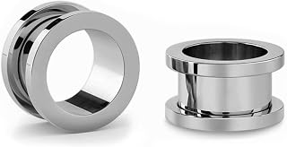 Jewel Barrel Pair Flesh Tunnels 2pcs Ear Stretcher Expanders Double Flared Screw Fit Piercing Surgical Steel 1.6mm - 20mm Silver Black Rose Gold Rainbow Blue