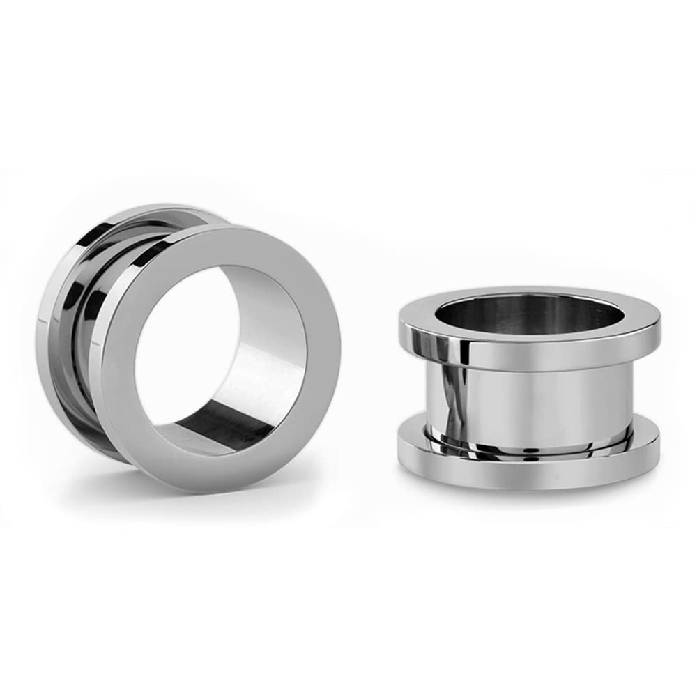 Jewel Barrel Pair Flesh Tunnels 2pcs Ear Stretcher Expanders Double Flared Screw