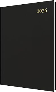 Collins - Essential - 2026 12 Month Calendar Year Planner, Day-to-Page Diary, A4 Hard Cover - Black (ESSA41.99-26)