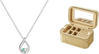 4℃ Official Eternal Silver Necklace with Jewelry Case, Teardrop, Gorgeous Anniversary Gift, Women's Jewelry Pouch with Mirror Set, 1 item