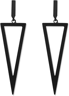 Black Triangle Dangle Drop Earrings for Women