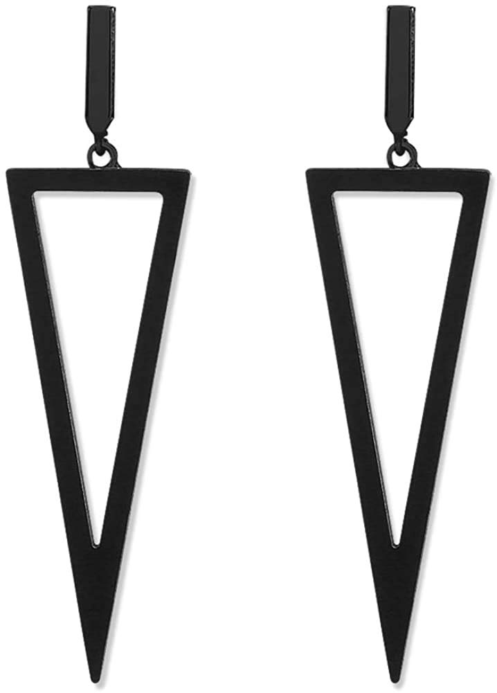 Black Triangle Dangle Drop Earrings for Women