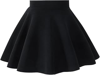 Girls Solid Skater Skirt High Waist Flared A-Line Mini Casual Skirt