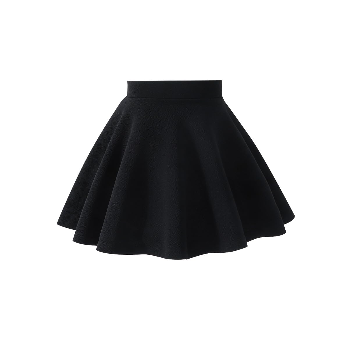 Girls Solid Skater Skirt High Waist Flared A-Line Mini Casual Skirt