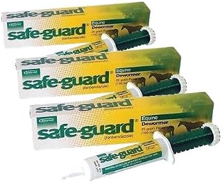Safe-Guard Equine Paste 10% Fenbendazole Horse Wormer Control Lungworm Stomach and Intestinal Apple Flavor. (Pack of 3)