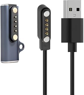 Winqina [1+1 Pack for XTeink X3/X4 Pro Pocket E-Ink eBook Reader Charger, 4 Pin Magnetic Charging Cable & USB Type-C to Pitch 7.62mm 4 Pin Adapter