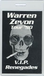 Warren Zevon 1990 VIP Laminated Backstage Pass