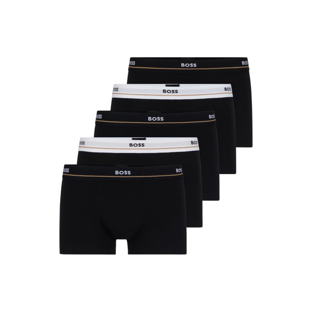 BOSS Men's Trunk 5P Essential Five Pack Stretch Cotton Short Leg Boxer Shorts wi