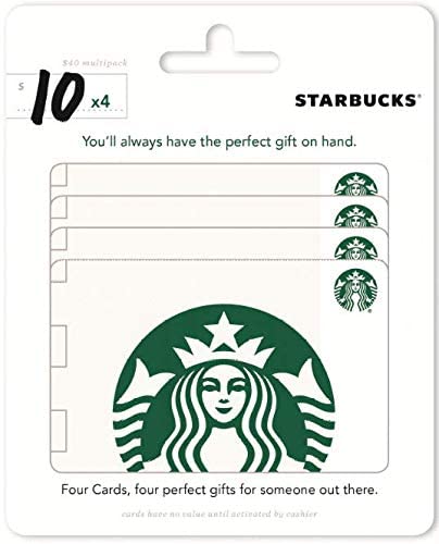 Starbucks Physical Gift Card | Multipack of 4 x $10 - $40