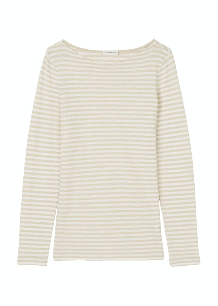 Marc OPolo Women's Striped Boat Neck Long Sleeve T-Shirt, Multi/Off-White, S