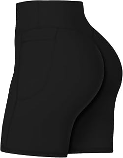 Sunzel Women's Front Seamless Biker Shorts with Pockets, Tummy Control Yoga Gym Bike Workout Shorts 8"