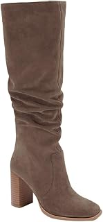 Juliet Holy Womens Knee High Boots Chunky High Heel Square Toe Side Zipper Wide Calf Boot