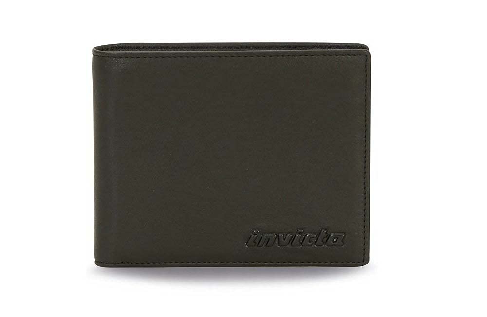 Invicta Black Genuine Leather Wallet Card Holder, black, Standard size, Wallet