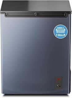 Cosanta 7.0Cu. Ft. Chest Freezer, Top Door,Mini Deep Freezer, Metal, Freestanding with Removable Basket, for Home Kitchen Office and Garage (BLACK, 7.0Cu.ft)