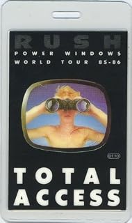 Rush 1985 Power Windows Laminated Backstage Pass