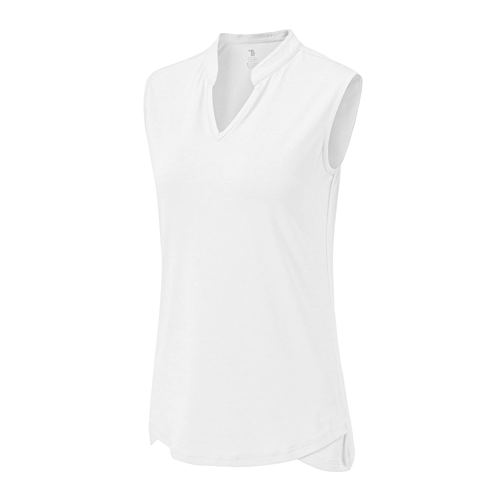 BASUDAM Women's Sleeveless Golf Shirts V-Neck Quick Dry Collarless Polo