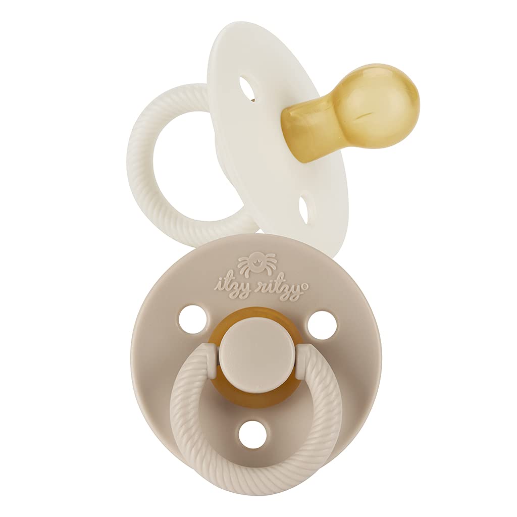 Itzy Ritzy Natural Rubber Pacifiers for 0–6 Mos, Set of 2 (Coconut/Toast) | Baby