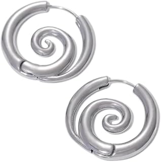 Stainless Steel Faux Stretched 8GA Spiral Hoop Earrings, Sold as a Pair