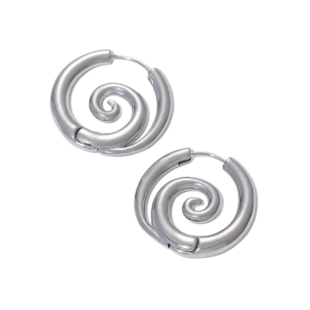 Stainless Steel Faux Stretched 8GA Spiral Hoop Earrings, Sold as a Pair