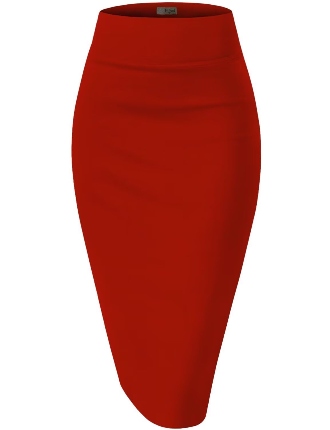 Hybrid & Company Women's Premium Nylon Ponte Stretch High Waist Pencil Suit Skir