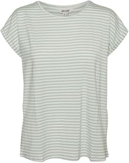Vero Moda Vmava Plain SS Top Stripe Ga Jrs Noos Women's T-Shirt (Pack of 1)